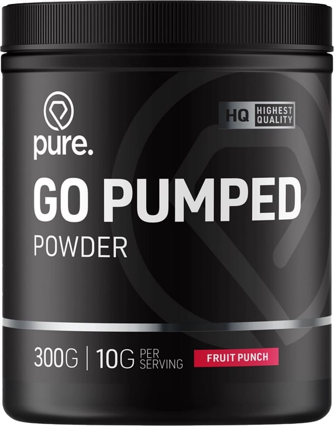Pure. Go Pumped Powder - Fruit Punch - 300g - pre-workout - vitamine C en vitamine B12