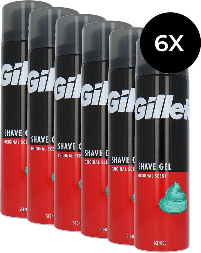 Gillette Men Original Scent Shaving Gel - 6 x 200 ml