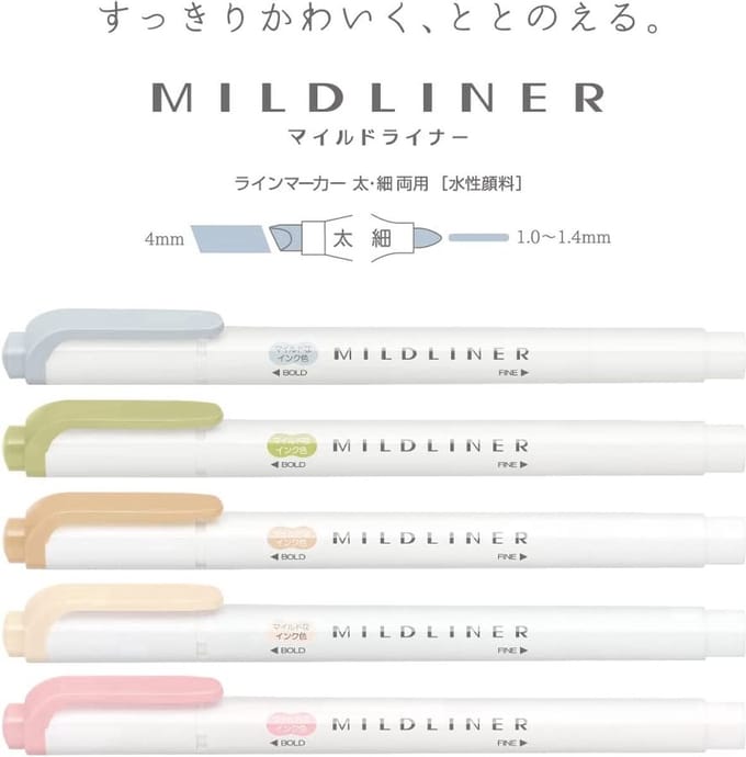 Zebra Mildliner Double Sided Highlighter - New Natural Colors NTC + EXTRA een Set van 5 Zebra Two Sided Brushpennen