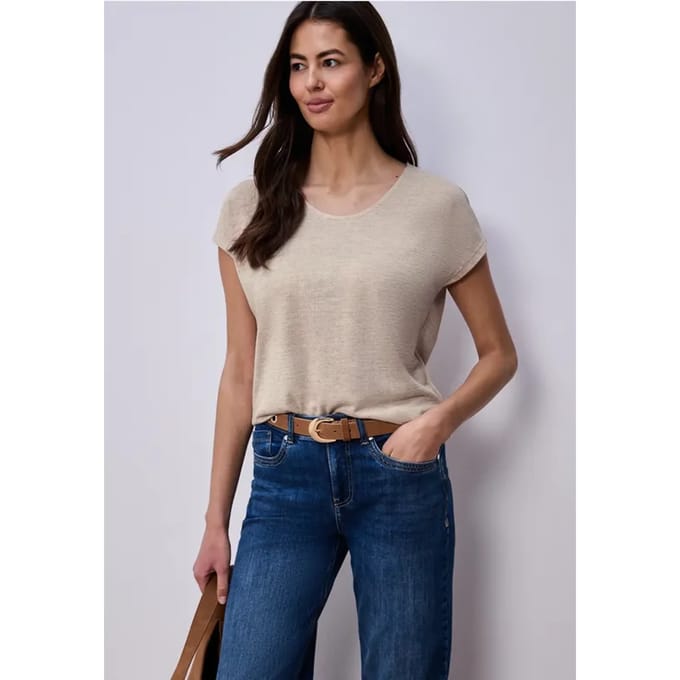 Shirt met overhangende schouders in linnenlook