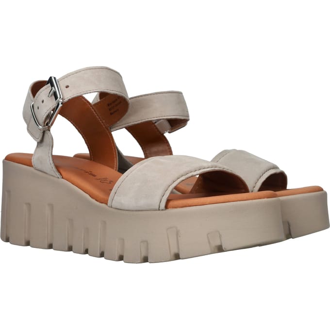 Tamaris Sandalen met hak taupe Suede - Dames - Maat 38