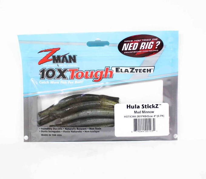 Zman Zacht kunstaas Hula Stickz 4 Inch 6/Pack Mud Minnow (1034) white