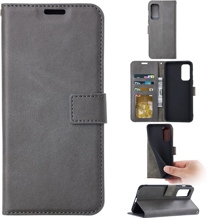 Bookcase Geschikt voor: Xiaomi Redmi Note 10 Pro - Grijs - portemonnee hoesje