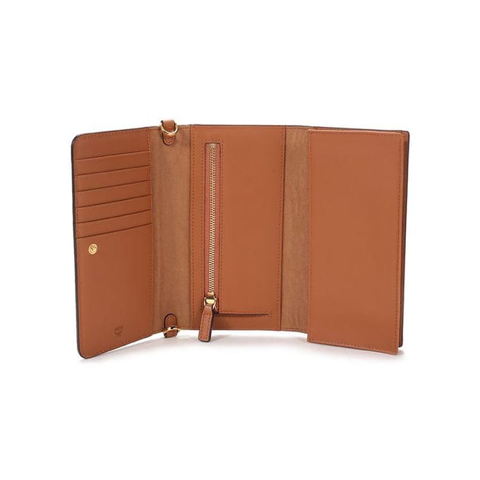 MCM Monogram Leer Telefoon Crossbody Portemonnee Dames tassen Bruin Cognac MXEBSVI01CO001 Basic Set (Bag+Dust Bag) brown