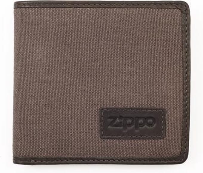 Heren portemonnee leer en stof Zippo - Mokka Grijs