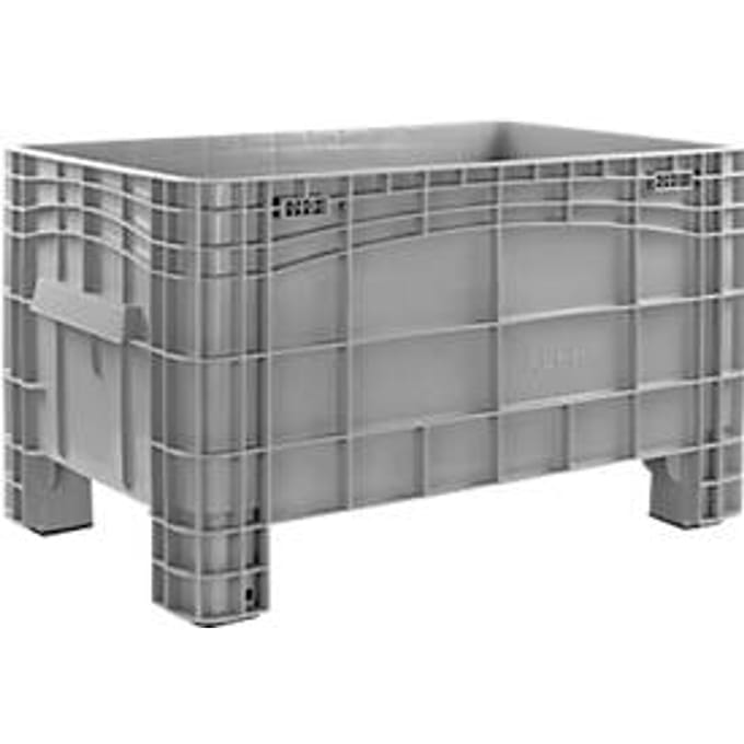 ALPHA grote container IDABOX L, 220 l, polyetheen, gesloten, stapelbaar, waterdicht, L 1040 x B 640 x H 550 mm, 4 voet, grijs