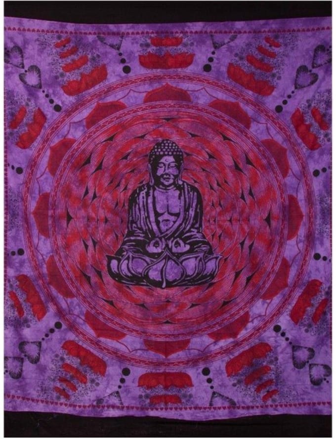Grand Foulard - 1 - mandala boeddha - paars