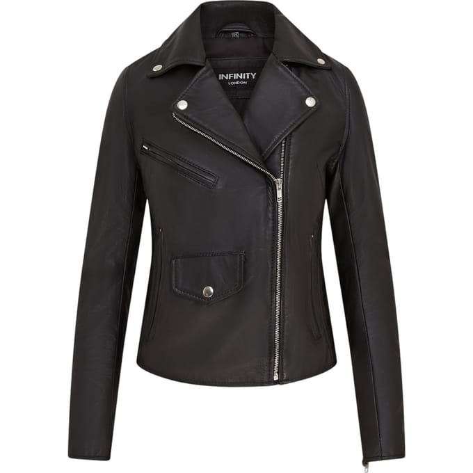 Dames zwarte klassieke Brando biker leren jas - Broome