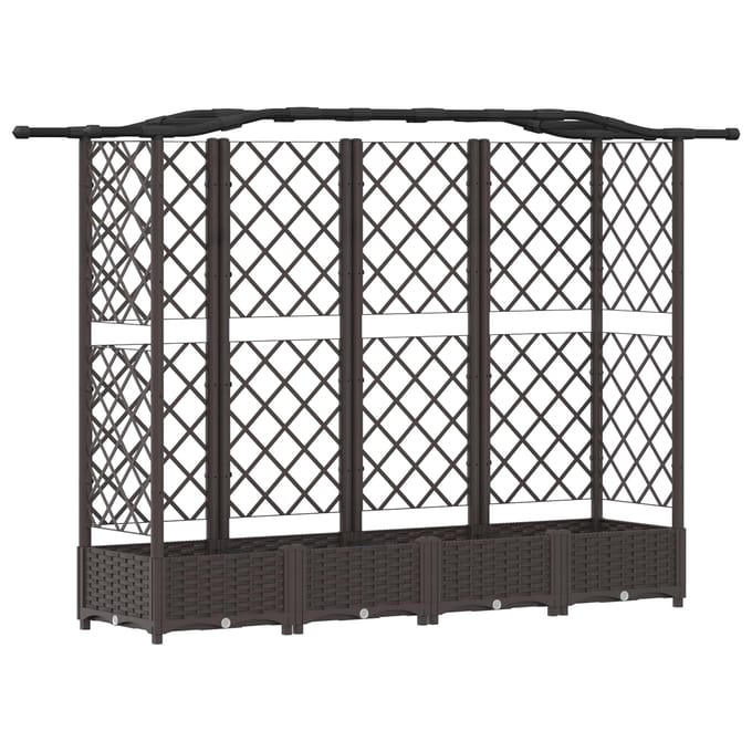 vidaXL Verhoogd Bed met Trellis en Dak Bruin 203,5 x 40 x 123 cm PP