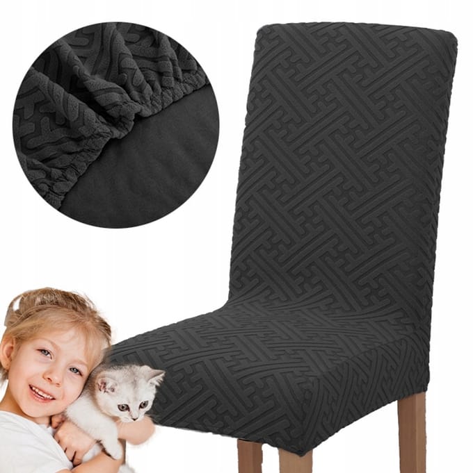 Zwarte dikke jacquard stoelhoes - luxueus en duurzaam