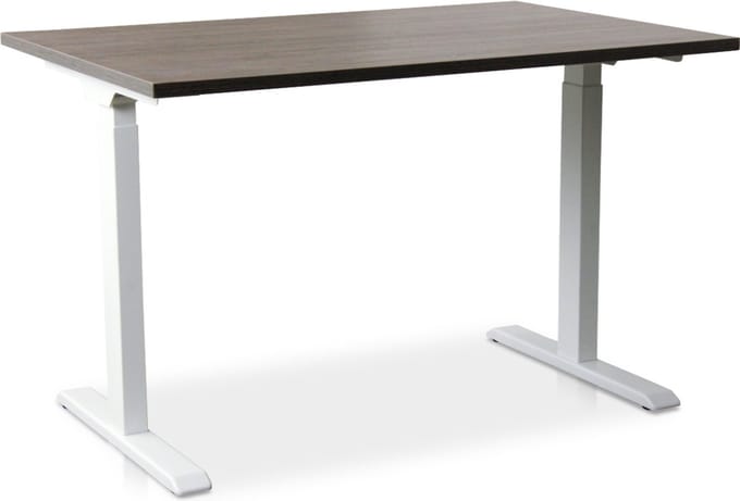 Zit-sta bureau snelslinger verstelbaar - MRC FAST FLEX | 120 x 80 cm | frame wit - blad bruin eiken