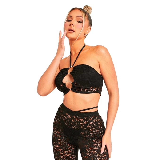 Missy Empire Dames/Dames Kanten Gewaad Top (Zwart)
