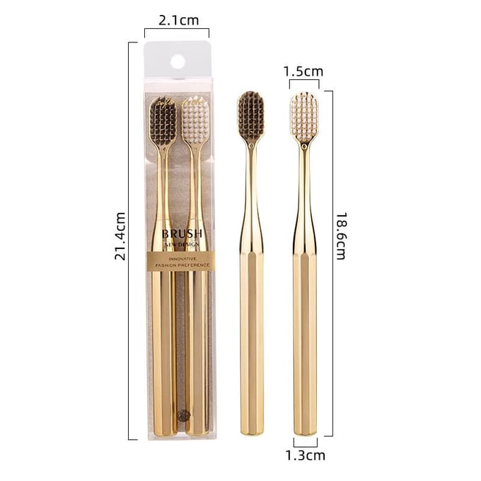 2 stuks/set Zachte borstel tandenborstel Set tandenborstels voor volwassenen goud