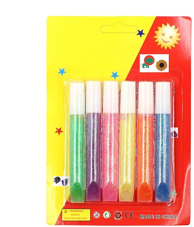 Glitter Lijmstiften - Knutsel Glitters - Creatief Knutselen - Afwasbare Precisie Lijm - 6 Stuks Set - Gekleurde Set