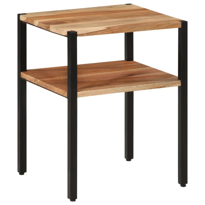 vidaXL - Bijzettafel - 35x35x45 - cm - massief - acaciahout - en - ijzer