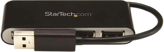 StarTech.com 4-Port Portable USB 2.0 Hub with Built-in Cable - hub - 4 ports USB hub - 4 - Zilver
