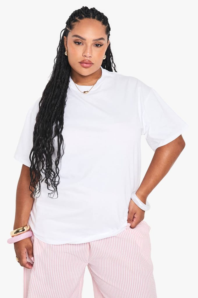 boohoo Dames PLUS APEROL SPRITZ OVERSIZED T-SHIRT | Wit | Maat: 46
