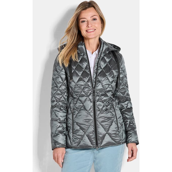 Gewatteerd jack met ruitmotief - grijsgroen - Gr. 40 van Goldner Fashion