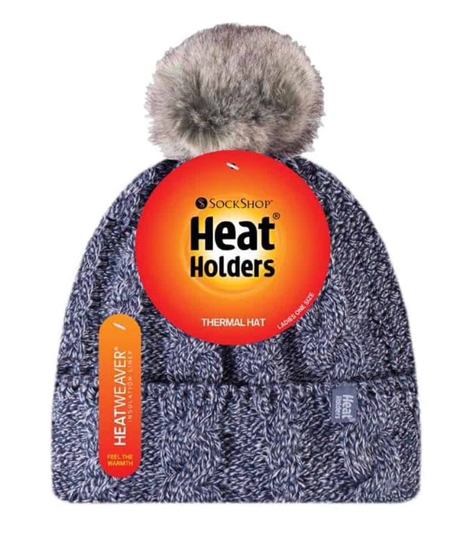 Heat Holders - Thermische pomponhoed voor dames - Blauw