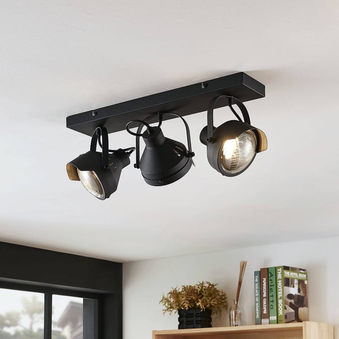 Lindby - buitenspot - 3lichts - Metaal, glas - H: 21.5 cm - GU10 - zwart