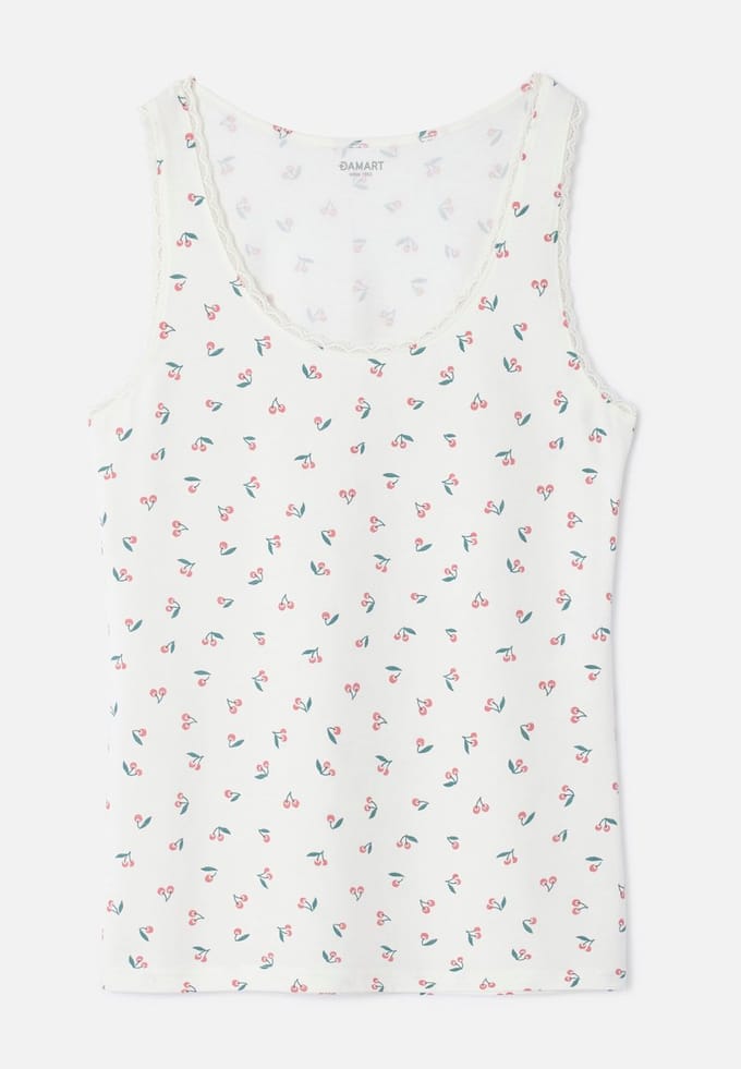 Damart - Tanktop Essential elastisch jersey breisel - Dames - Wit - 42-44 (M)