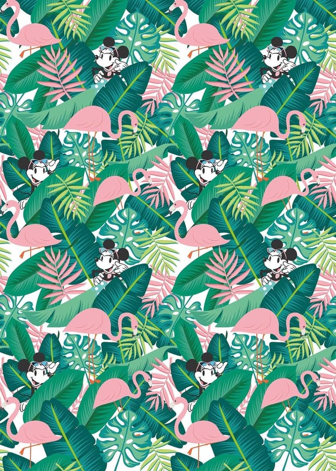 Fotobehang - Minnie Mouse Tropical 200x280cm - Vliesbehang