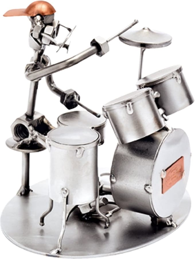 Hinz & Kunst smeedwerkfiguur muziek "drummer met drumstel"