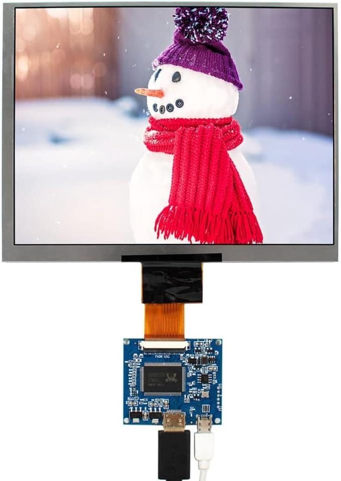 IPS LCD Scherm - Mini Monitor - DIY Projecten - HD Resolutie - 8 Inch - Zwart