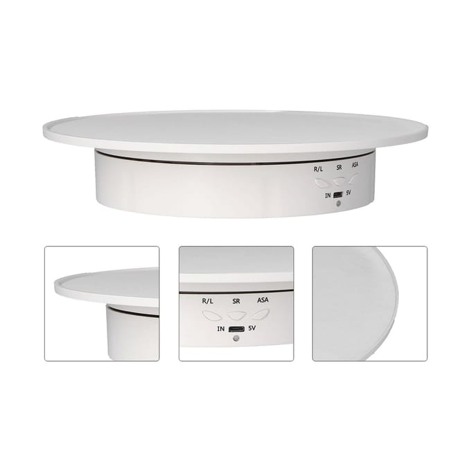 200mm Gemotoriseerde Roterende Displaystandaard Beugel 3 Snelheden Instelbaar USB-voeding Sieraden Elektrisch white