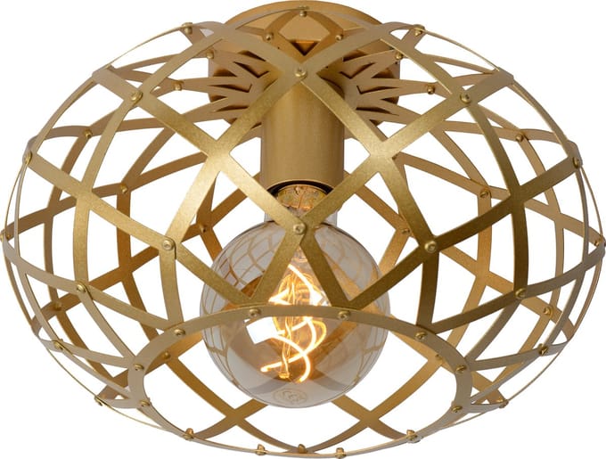 Lucide WOLFRAM - Plafonnière (Plafondlamp) - Ø 30 cm - 1xE27 - Mat Goud / Messing