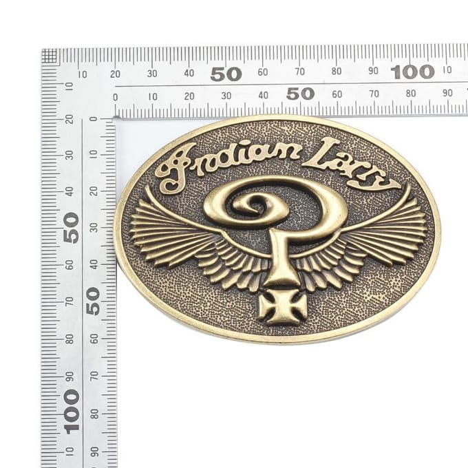 Vraagteken met vleugelgesp voor riem van 3,8 cm breed beige