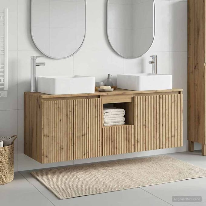 vidaXL - Badkamerkast - set - 3 - st - Artisanaal - eiken - 135 - x - 35 - x - 80 - cm