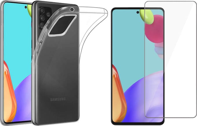 Hoesje geschikt voor Samsung Galaxy A52 - Siliconen Backcover - Transparant - Met Screenprotector