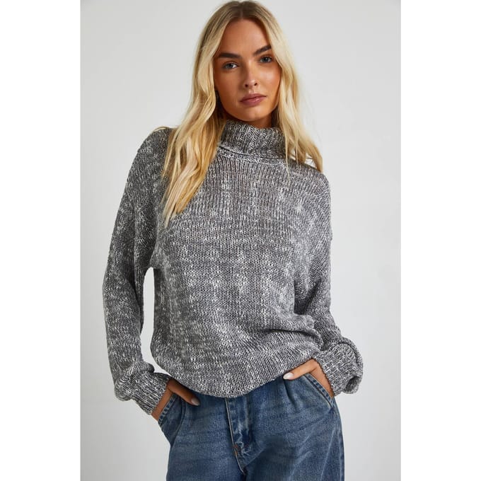 boohoo Dames Rolkraag Marl gebreide trui | Grey | Maat: Medium