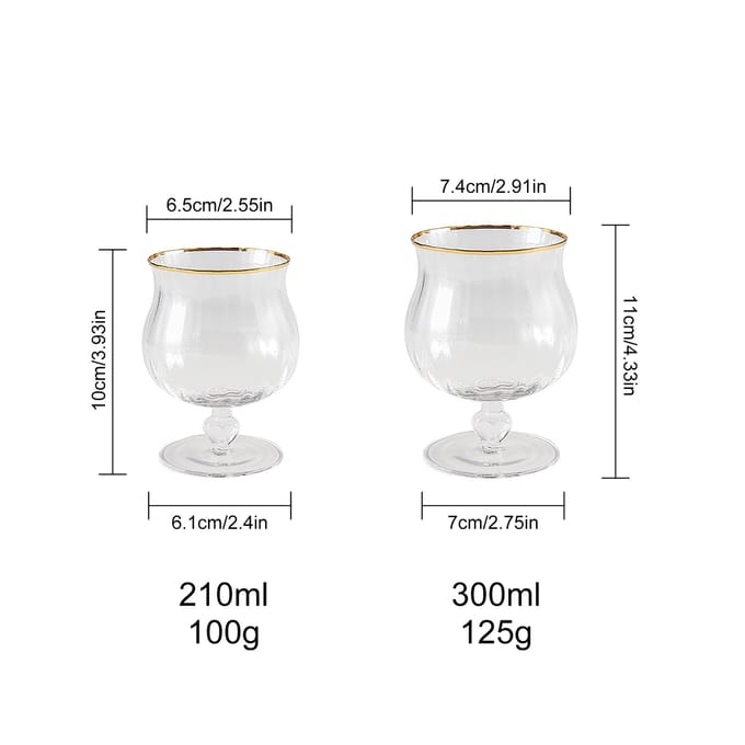 Verre à boire rétro Tasse Résistant à la chaleur Élégante Coupe à dessert pour Glace Capacité 300ml Doré Type 2