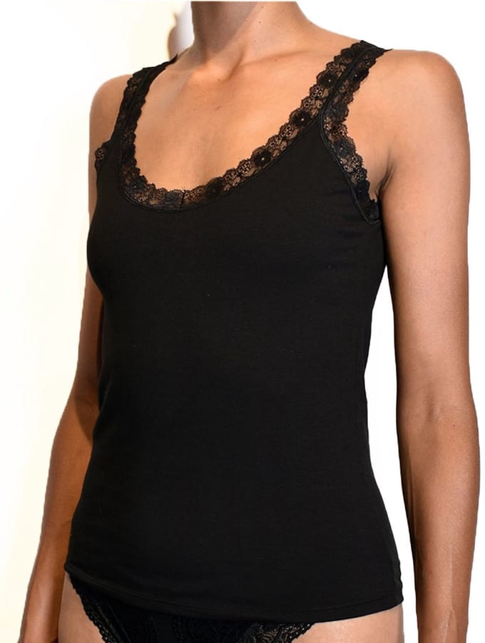 Giuliano Basic Singlet Kant | Zwart | Dames |XL