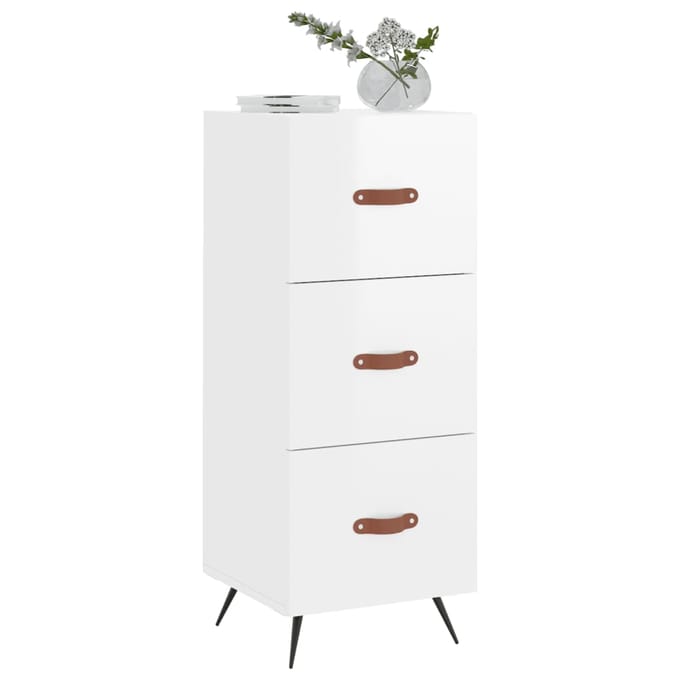vidaXL - Dressoir - 34,5x34x90 - cm - bewerkt - hout - hoogglans - wit