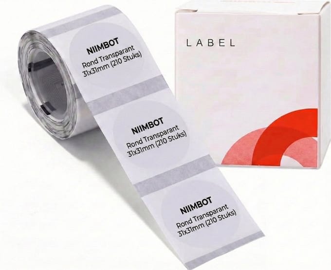 Niimbot labelprinterrol B3S/B21/B1/K3 - 31x31mm - 210 vellen - transparant - rond