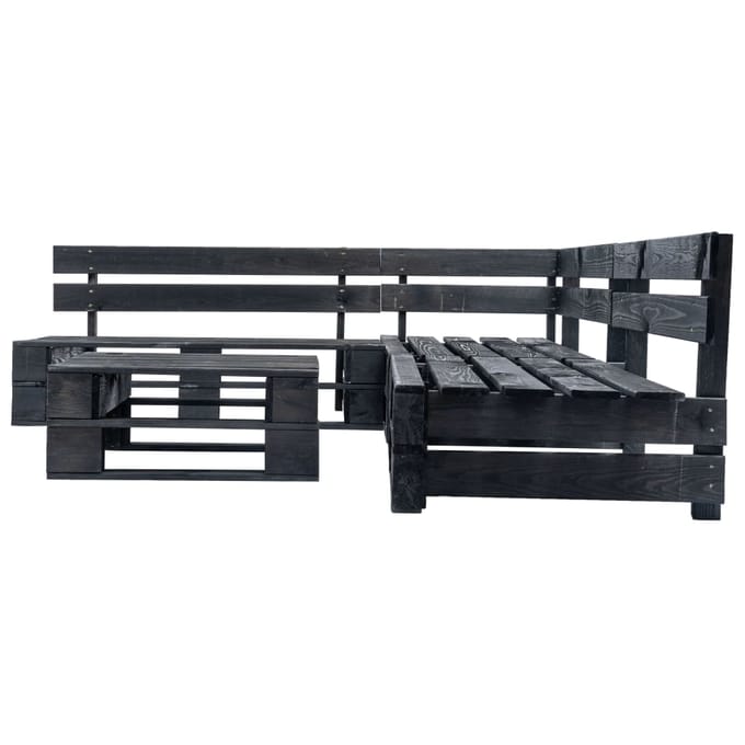 vidaXL - 4-delige - Loungeset - pallet - hout - zwart
