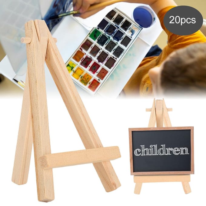 20 Pièces Chevalet en Bois Artware Mini A-Frame Bois Naturel Présentoir Trépied Support pour Décoration Accessoires d'Exposition beige