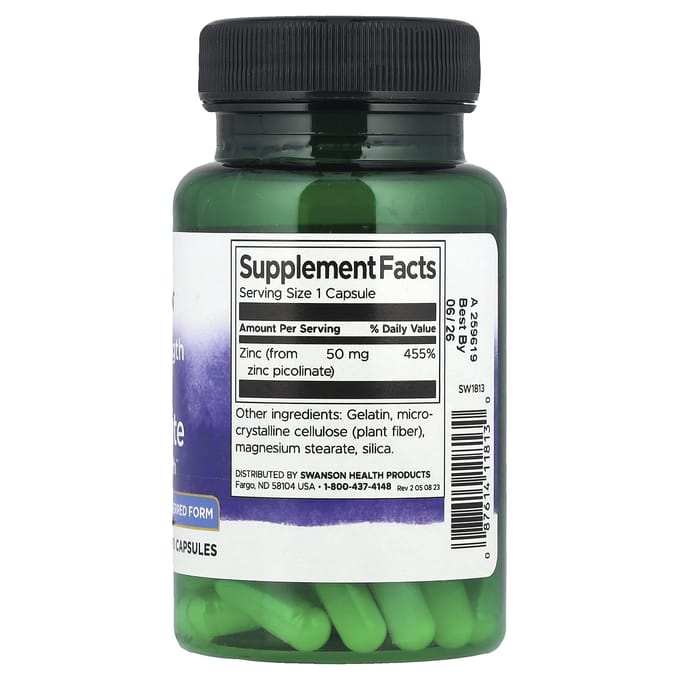 Zinkpicolinaat, Extra Sterkte, 50 mg, 60 Capsules