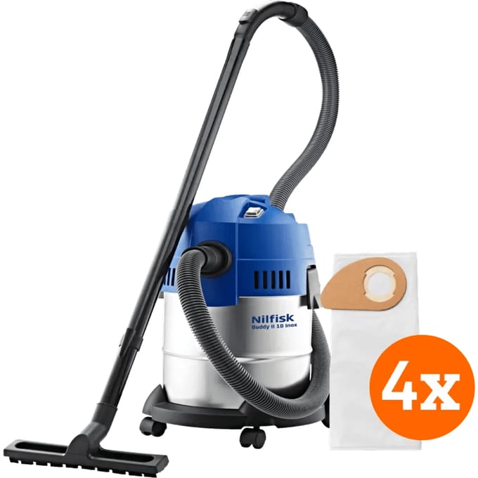 Nilfisk Buddy II 18 Inox + Nilfisk Stofzakken voor Buddy II (4x)