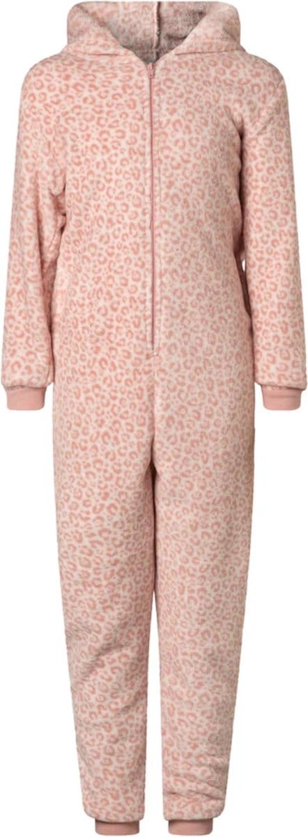 Cocodream meisjes onesie fleece - maat 128 - Panter - roze