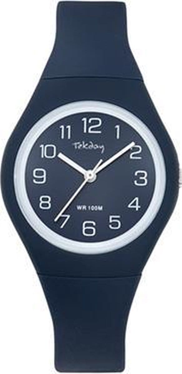Tekday 654142 analoog horloge 34 mm 100 meter blauw/ wit