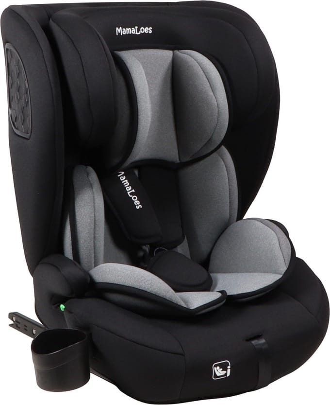 MamaLoes Mick Zwart/Grijs Isofix 76-150 cm i-Size Autostoel