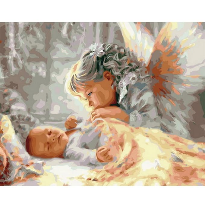 Peinture diamant anges et bébés, perceuse complète 5d, broderie diamant à faire soi-même 20X30CM brown