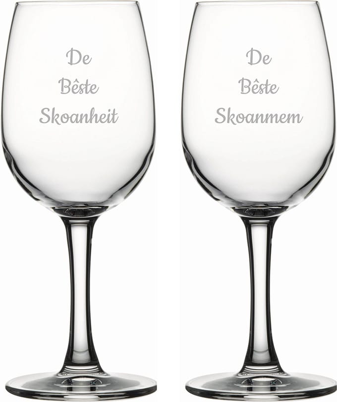 Gegraveerde witte wijnglas 26cl De Bêste Skoanheit- De Bêste Skoanmem