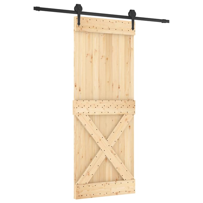 vidaXL - Schuifdeur - 80 - x - 210 - cm - Massief - Pine - Hout - (Onbehandeld)