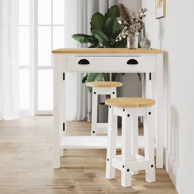 vidaXL - 3-delige - Barset - massief - grenenhout - wit