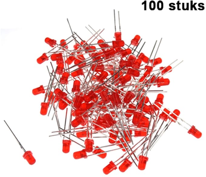 3mm LED Rood 100 Stuks met Rode Lens